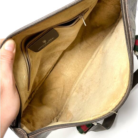 Gucci Vintage GG Monogram Supreme Web Small Handbag PVC Leather Beige Brown - Picture 13 of 16